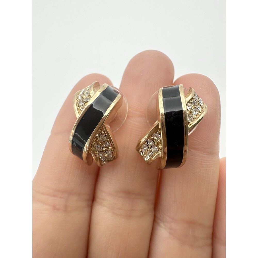 Vintage Unsigned Christian Dior Enamel Cross Earrings